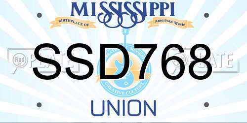 SSD768 Mississippi License Plate