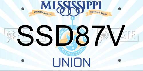SSD87V Mississippi License Plate