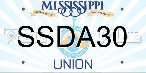 SSDA30 Mississippi License Plate