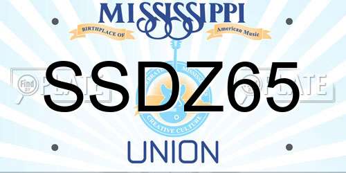 SSDZ65 Mississippi License Plate