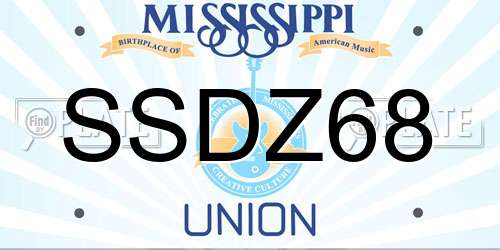 SSDZ68 Mississippi License Plate