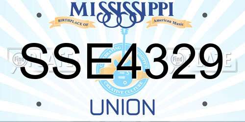 SSE4329 Mississippi License Plate