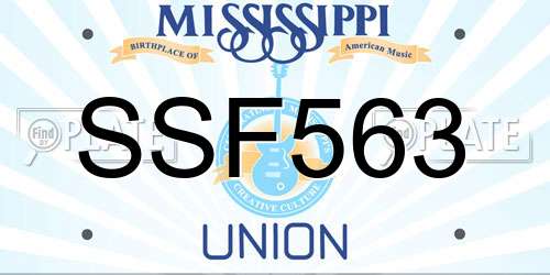 SSF563 Mississippi License Plate