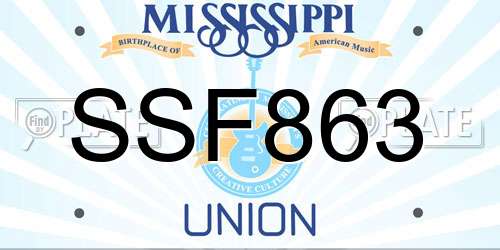 SSF863 Mississippi License Plate
