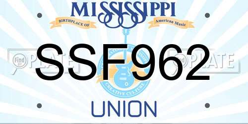 SSF962 Mississippi License Plate