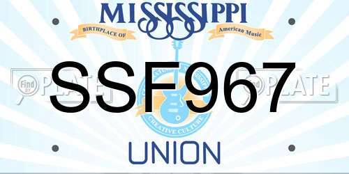 SSF967 Mississippi License Plate