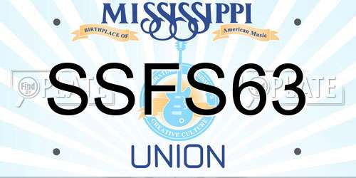 SSFS63 Mississippi License Plate
