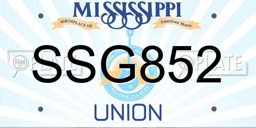 SSG852 Mississippi License Plate