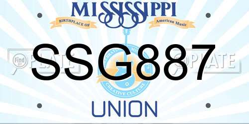 SSG887 Mississippi License Plate