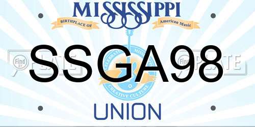 SSGA98 Mississippi License Plate