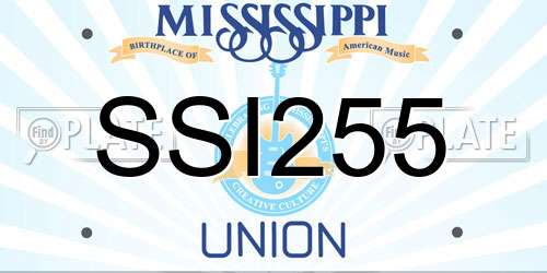 SSI255 Mississippi License Plate