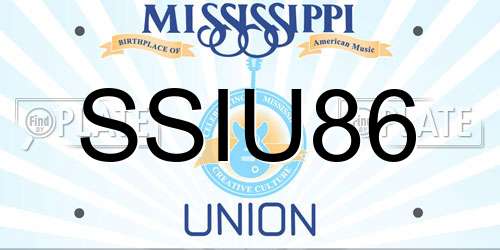 SSIU86 Mississippi License Plate