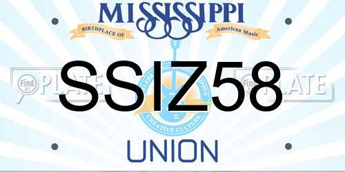 SSIZ58 Mississippi License Plate