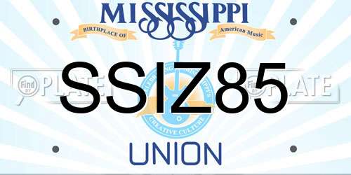 SSIZ85 Mississippi License Plate