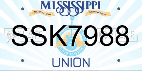 SSK7988 Mississippi License Plate