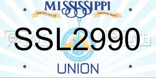 SSL2990 Mississippi License Plate