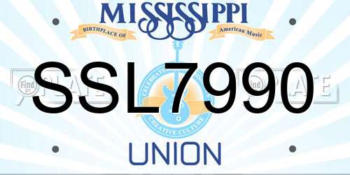SSL7990 Mississippi License Plate