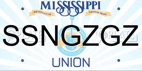 SSNGZGZ Mississippi License Plate