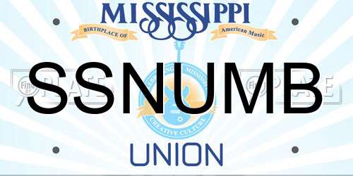 SSNUMB Mississippi License Plate