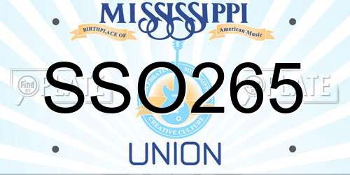 SSO265 Mississippi License Plate