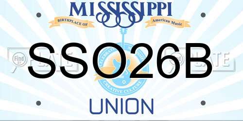 SSO26B Mississippi License Plate