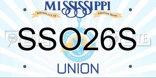 SSO26S Mississippi License Plate