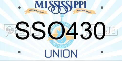 SSO430 Mississippi License Plate
