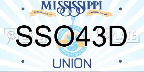SSO43D Mississippi License Plate