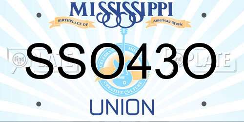SSO43O Mississippi License Plate