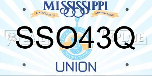 SSO43Q Mississippi License Plate