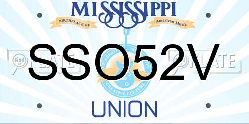SSO52V Mississippi License Plate