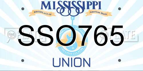 SSO765 Mississippi License Plate