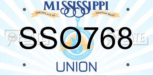 SSO768 Mississippi License Plate