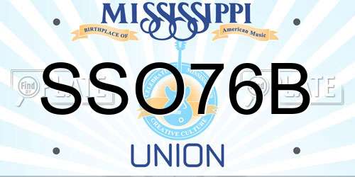 SSO76B Mississippi License Plate
