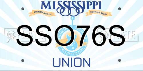 SSO76S Mississippi License Plate