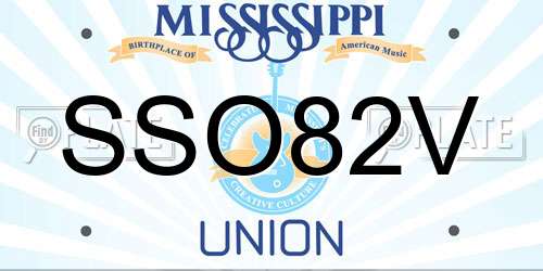 SSO82V Mississippi License Plate