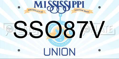 SSO87V Mississippi License Plate