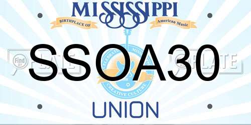 SSOA30 Mississippi License Plate