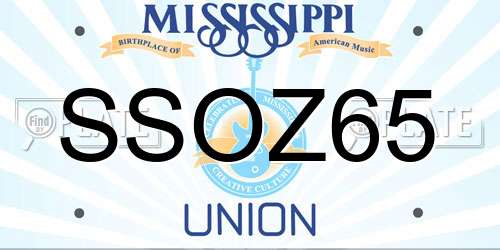 SSOZ65 Mississippi License Plate