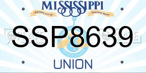 SSP8639 Mississippi License Plate
