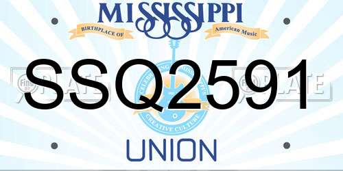 SSQ2591 Mississippi License Plate