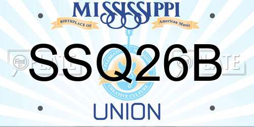 SSQ26B Mississippi License Plate