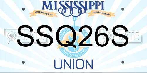 SSQ26S Mississippi License Plate