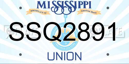 SSQ2891 Mississippi License Plate