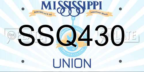 SSQ430 Mississippi License Plate