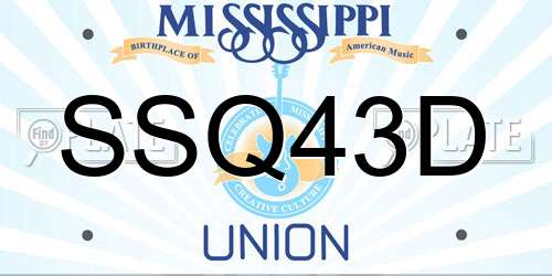 SSQ43D Mississippi License Plate