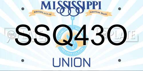 SSQ43O Mississippi License Plate