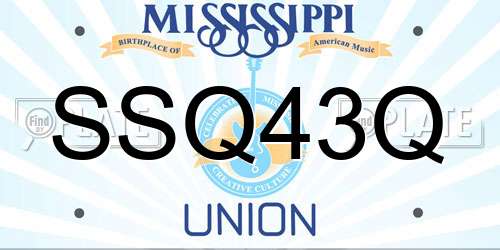 SSQ43Q Mississippi License Plate