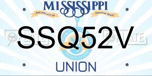 SSQ52V Mississippi License Plate