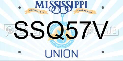 SSQ57V Mississippi License Plate